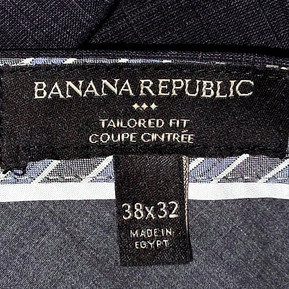 Banana Republic Tailored Fit Dress Pants Men's 38x31 Gray Blue Plaid Slacks Good